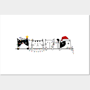 Funny peeking cats christmas Posters and Art